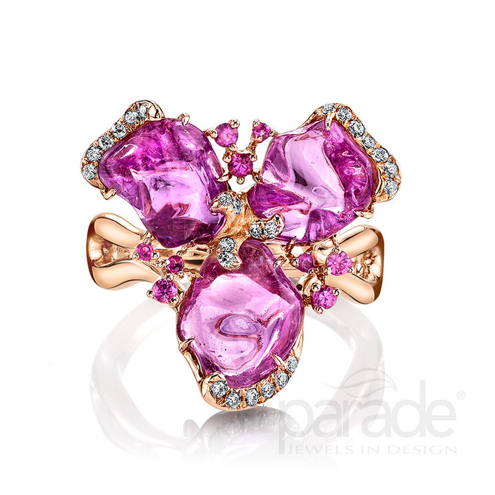 Pink Sapphire & Diamond Band