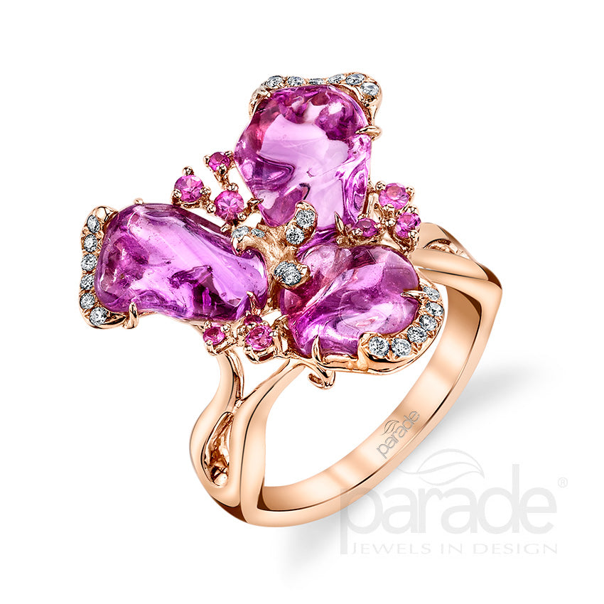 Pink Sapphire & Diamond Band