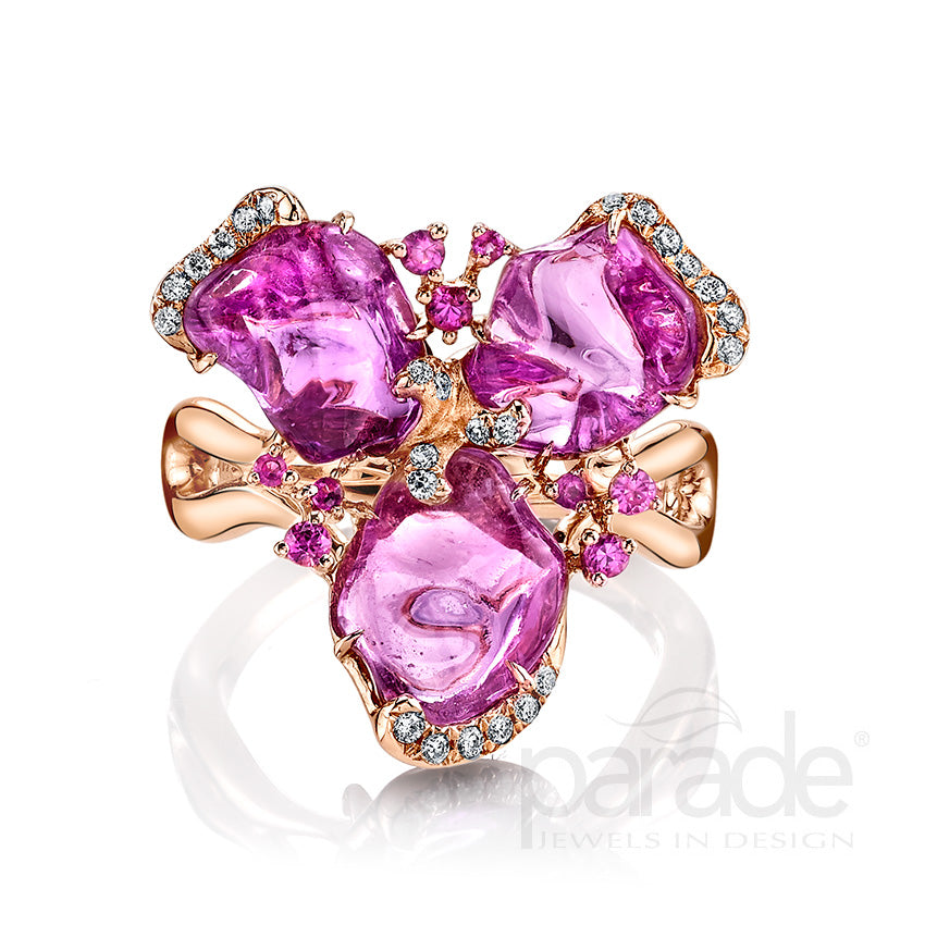 Pink Sapphire & Diamond Band