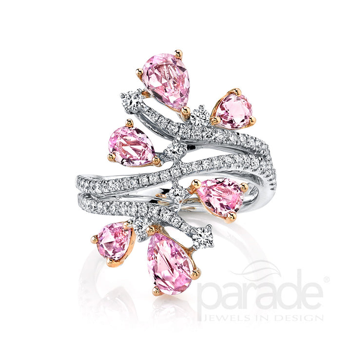 2.38 Carat Rose-Cut Pink Sapphire & Diamond Ring