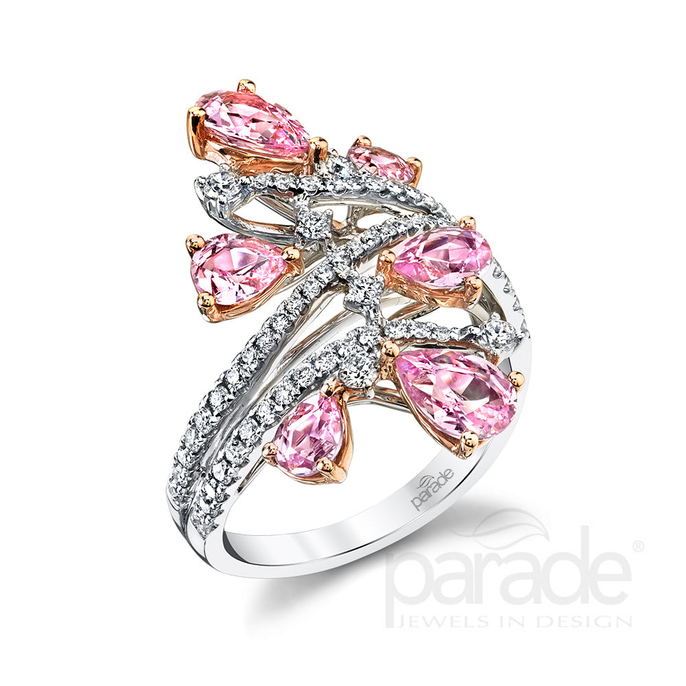 2.38 Carat Rose-Cut Pink Sapphire & Diamond Ring