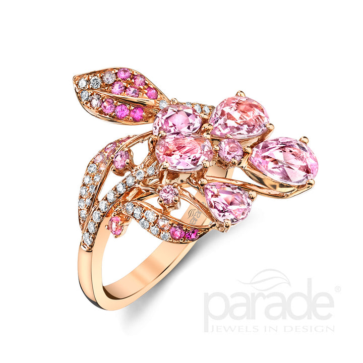 2.61 Carat Pink Sapphire & Diamond Floral Ring