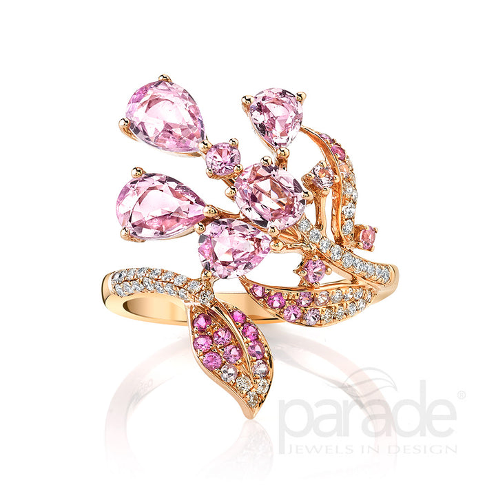 2.61 Carat Pink Sapphire & Diamond Floral Ring