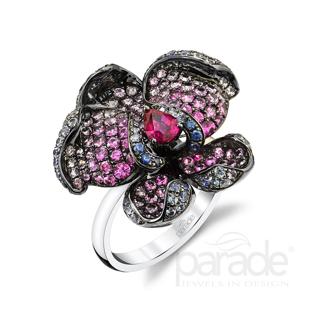 0.47 Carat Ruby & Sapphire Orchid Ring