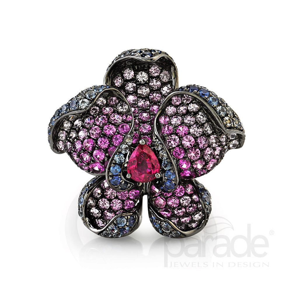 0.47 Carat Ruby & Sapphire Orchid Ring