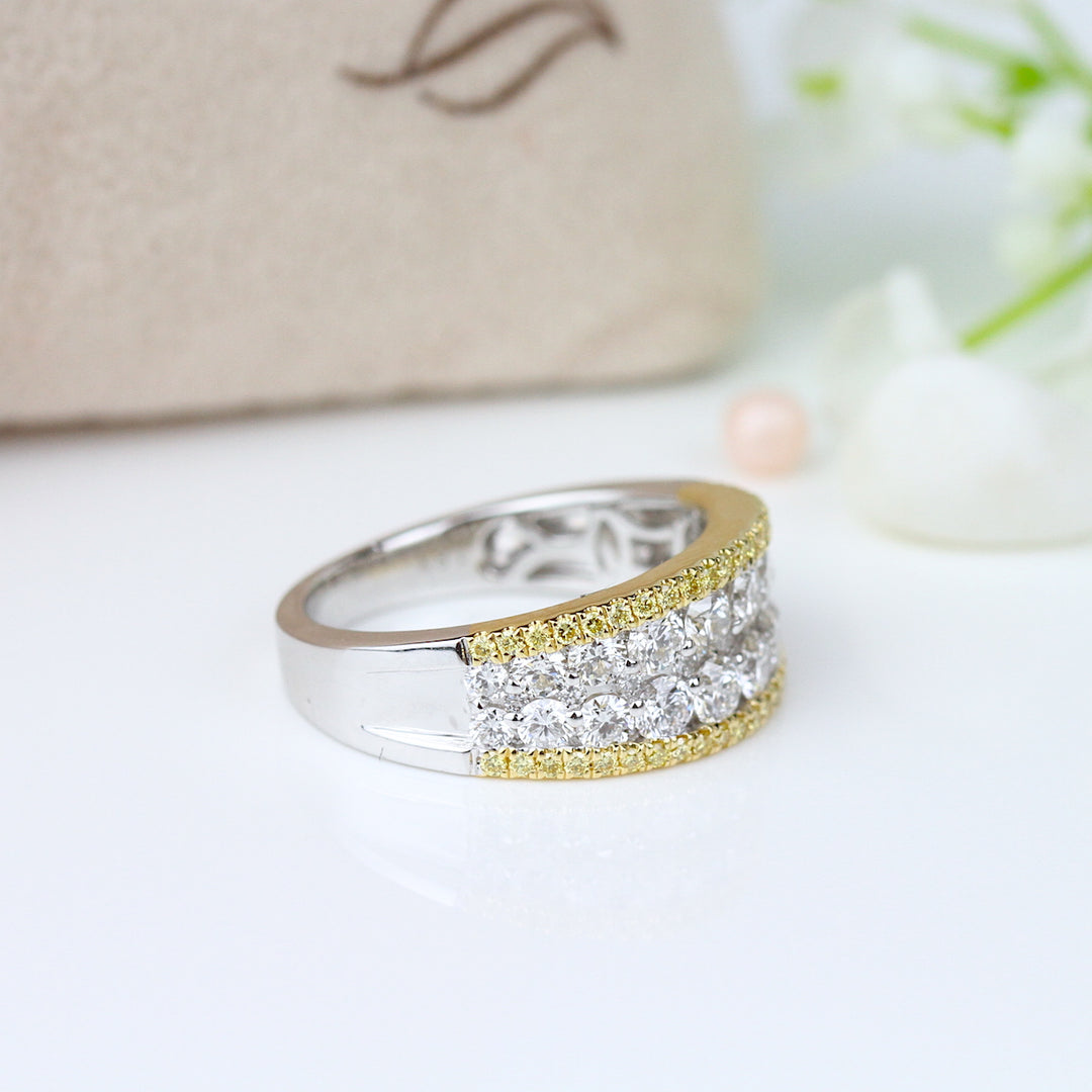 1.58 Carat Fancy Yellow Diamond Band