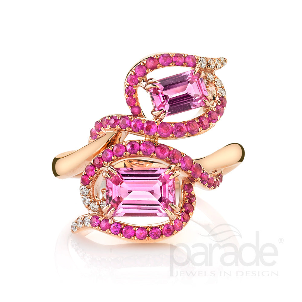 Pink Sapphire & Diamond Ring
