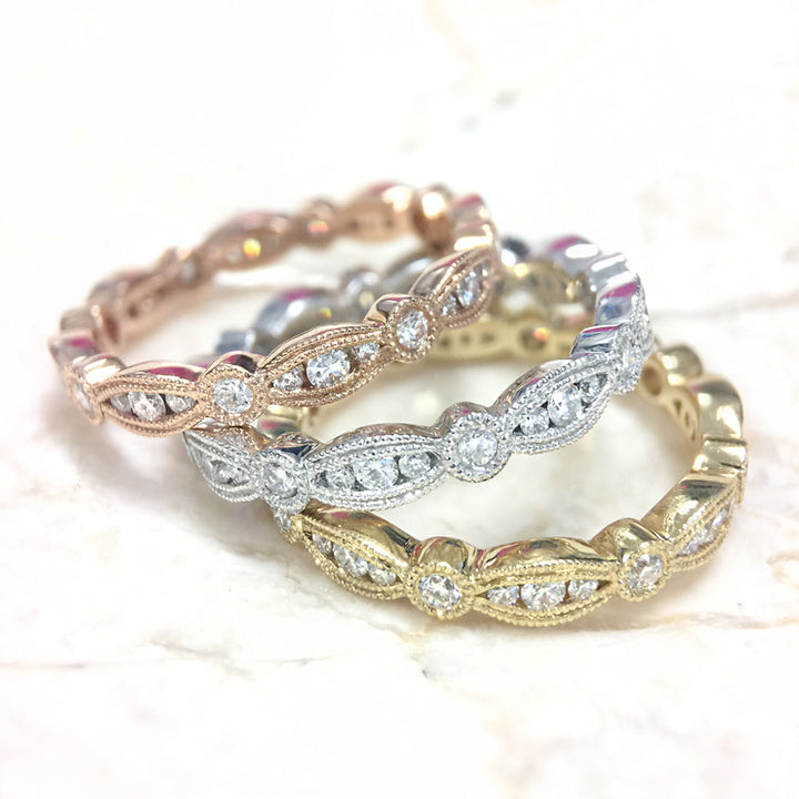Marquise Diamond Milgrain Eternity Band