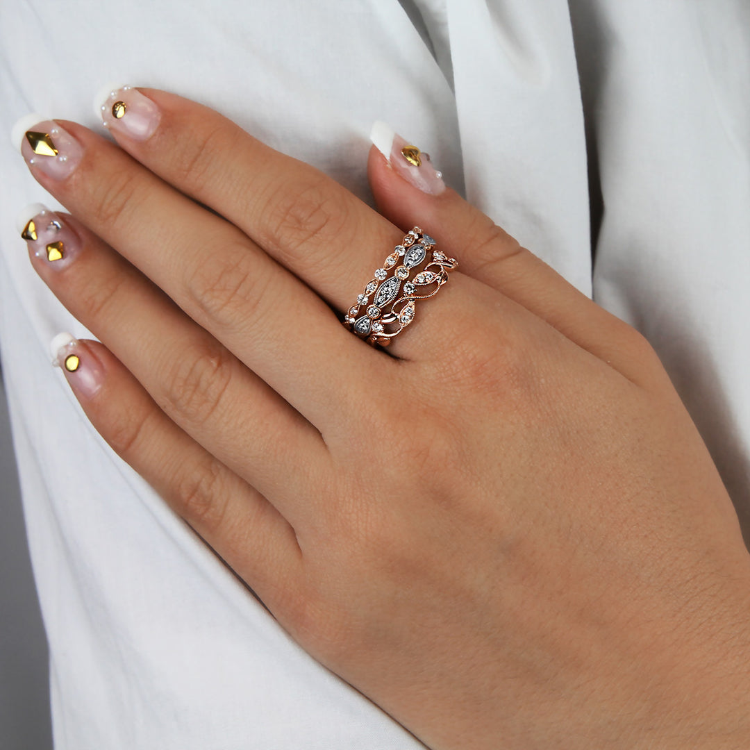 Marquise Diamond Milgrain Eternity Band