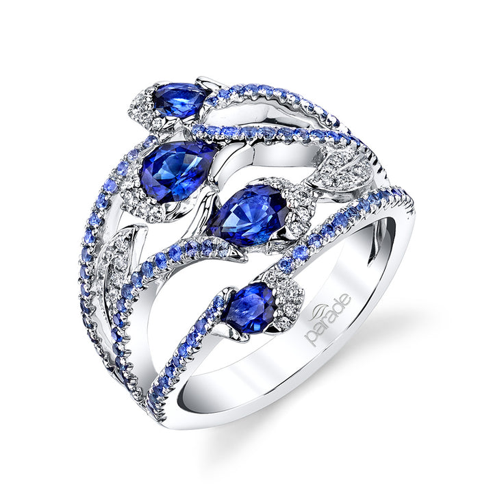 Blue Sapphire & Diamond Band