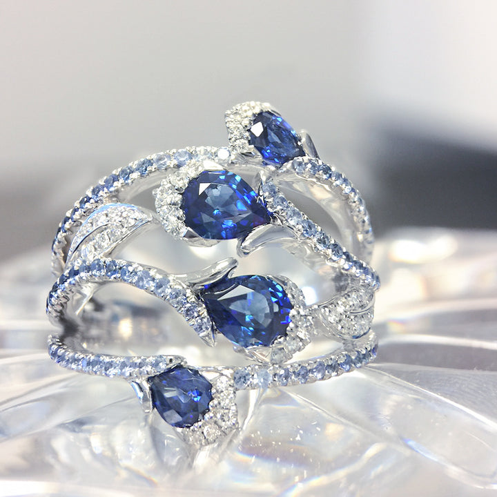 Blue Sapphire & Diamond Band