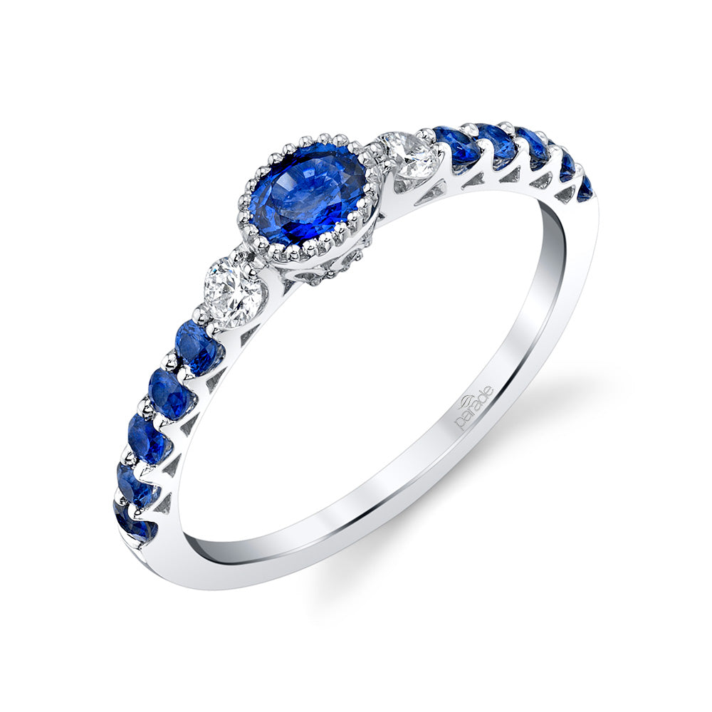 Blue Sapphire & Diamond Ring