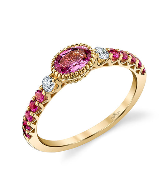 Pink Sapphire & Diamond Ring