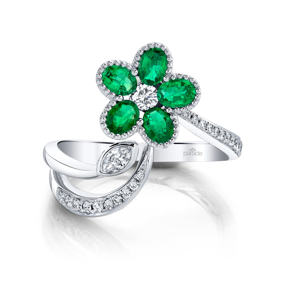 Oval Emerald & Diamond Band