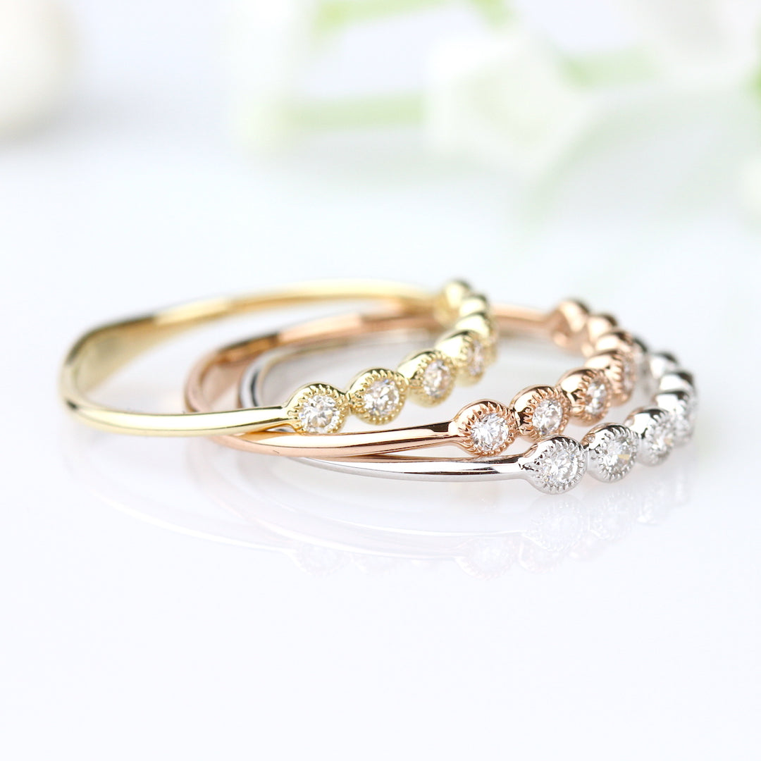 Round Diamond Milgrain Ring