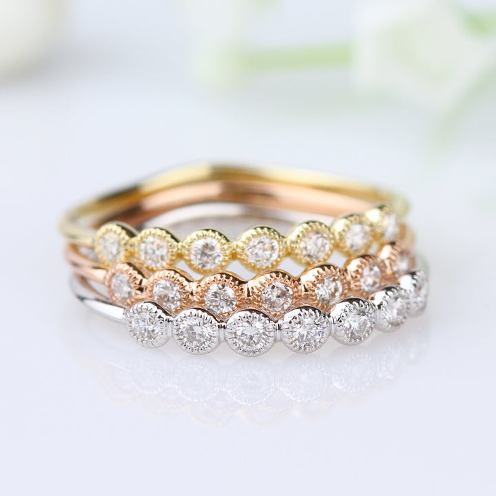 Round Diamond Milgrain Ring