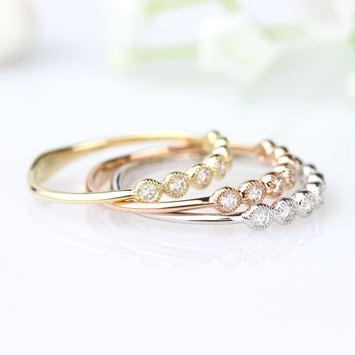 Round Diamond Milgrain Ring
