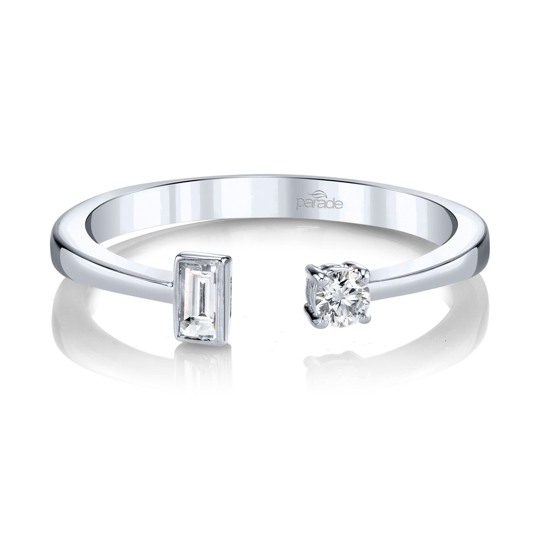 Round & Baguette Diamond Open-Ended Band