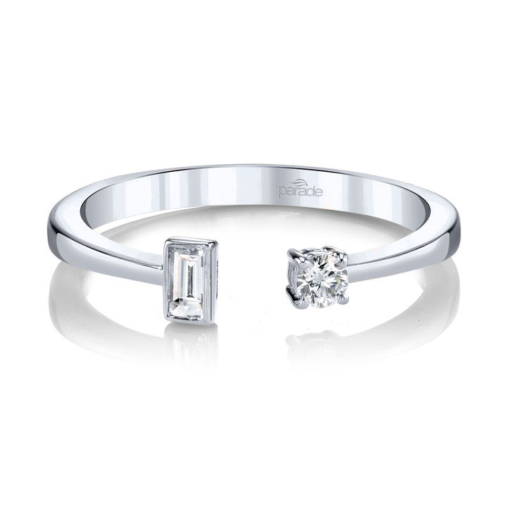 Round & Baguette Diamond Open-Ended Band