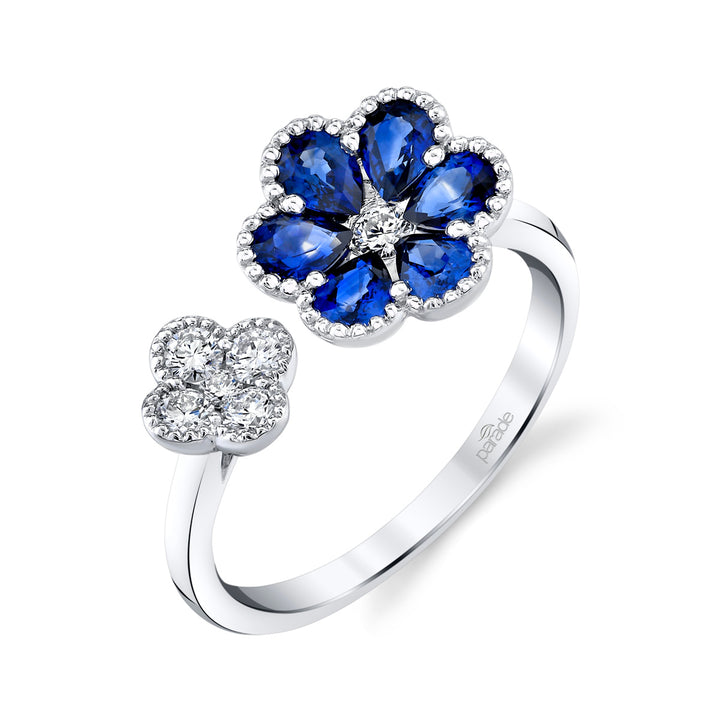 Sapphire & Diamond Floral Ring