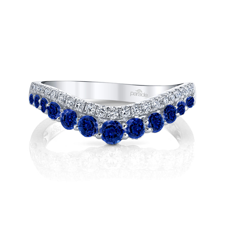 Sapphire & Diamond Scalloped Band