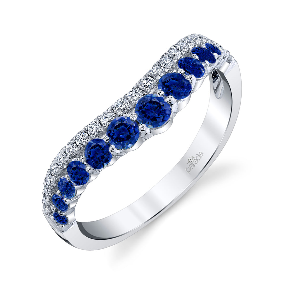 Sapphire & Diamond Scalloped Band