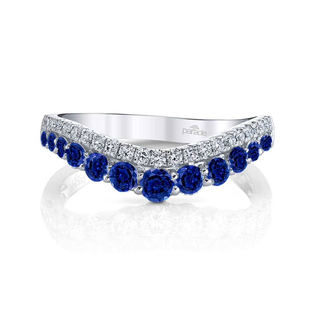 Sapphire & Diamond Scalloped Band