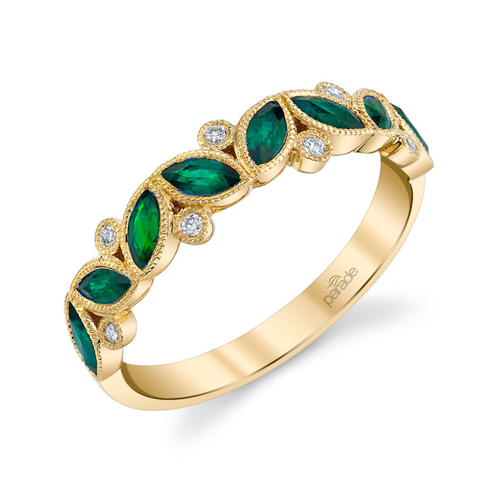 Marquise Emerald & Diamond Anniversary Band