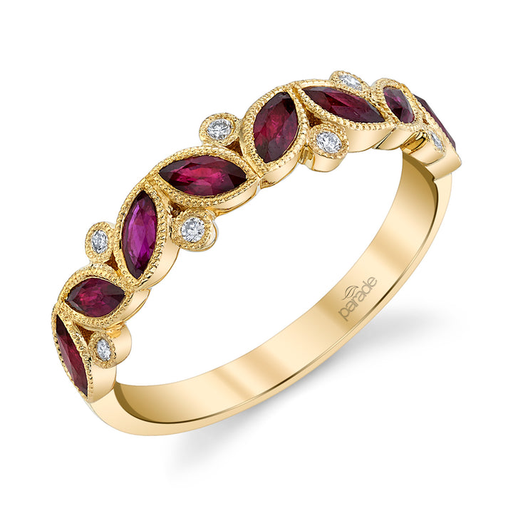 Marquise Ruby & Diamond Anniversary Band