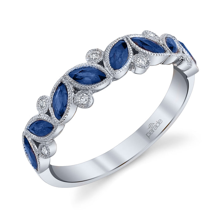 Marquise Sapphire & Diamond Anniversary Band