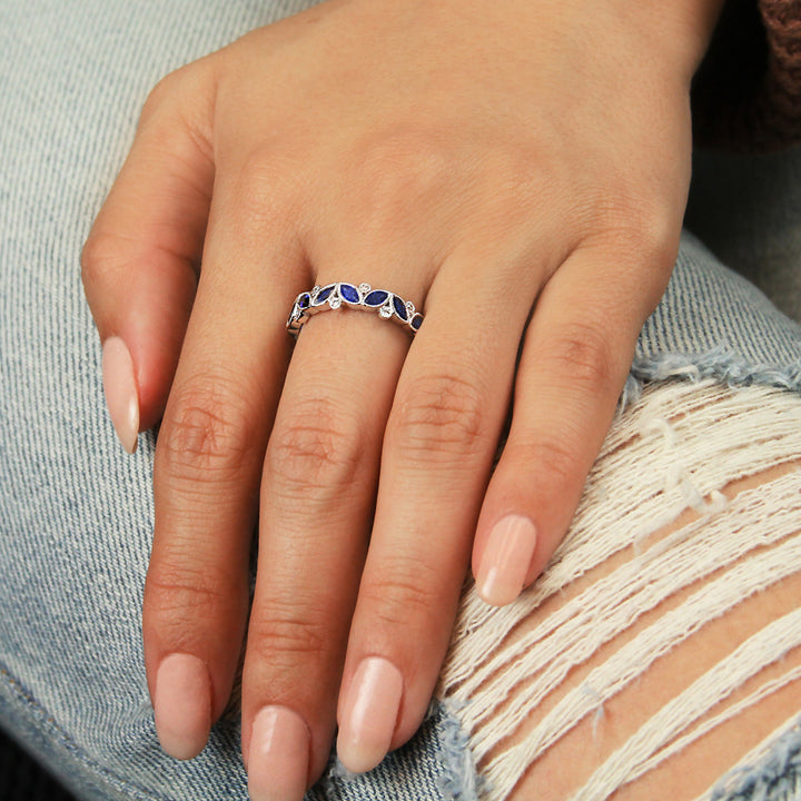 Marquise Sapphire & Diamond Anniversary Band