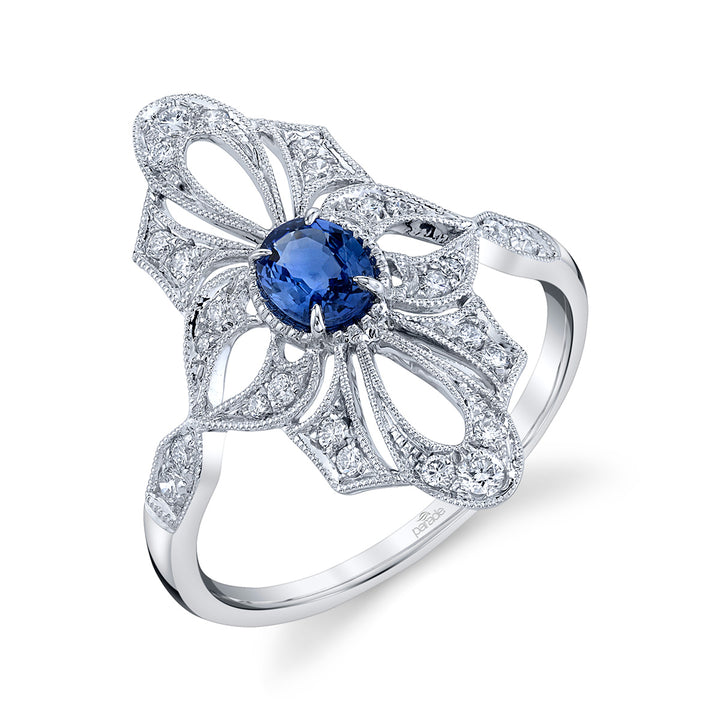 Blue Sapphire Art Deco Ring