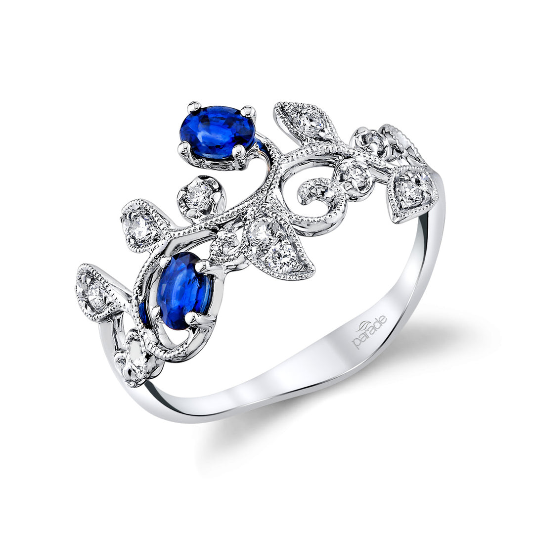 Sapphire & Diamond Floral Band