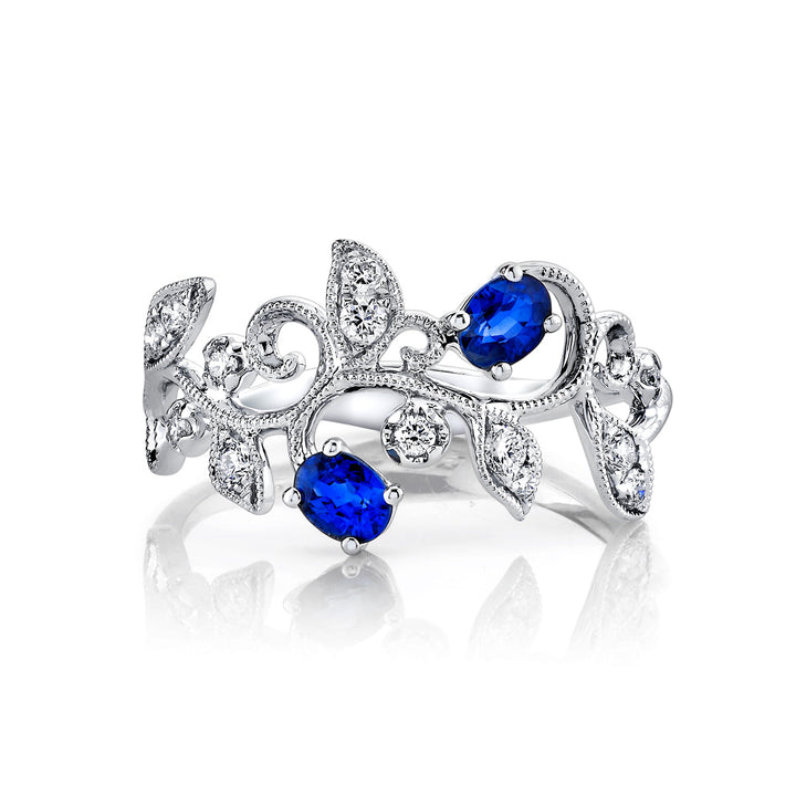 Sapphire & Diamond Floral Band
