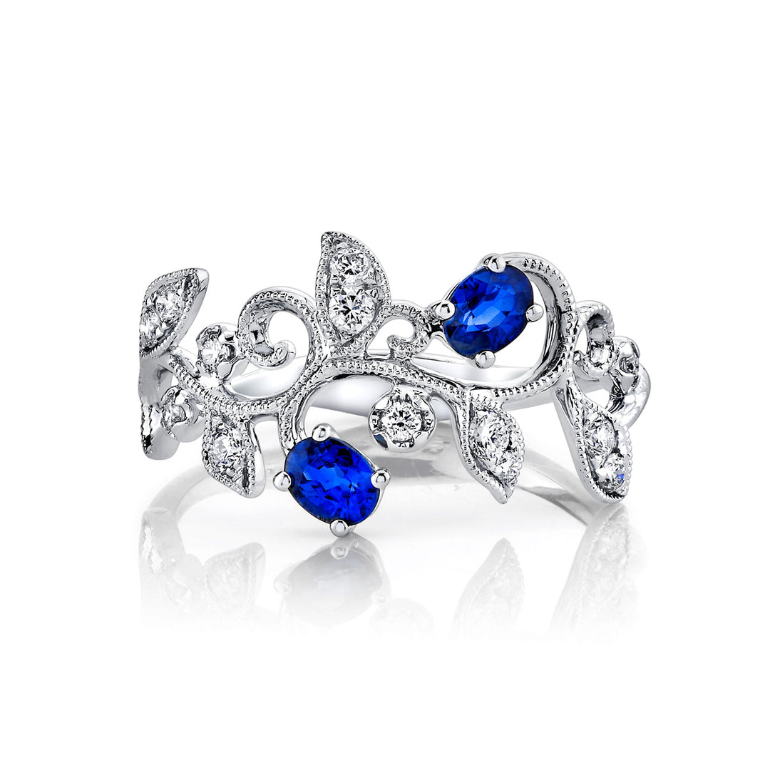 Sapphire & Diamond Floral Band