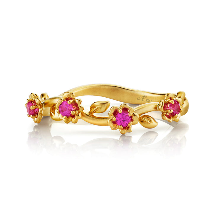 Pink Sapphire Lyria Leaves Band
