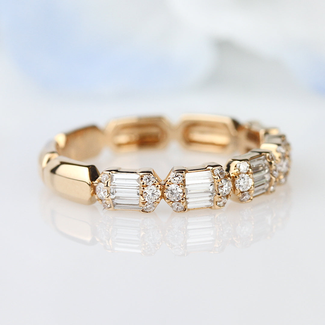 Round & Baguette Diamond Band