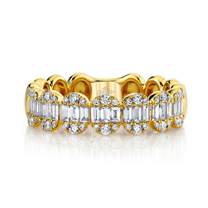 Round & Baguette Diamond Cluster Ring