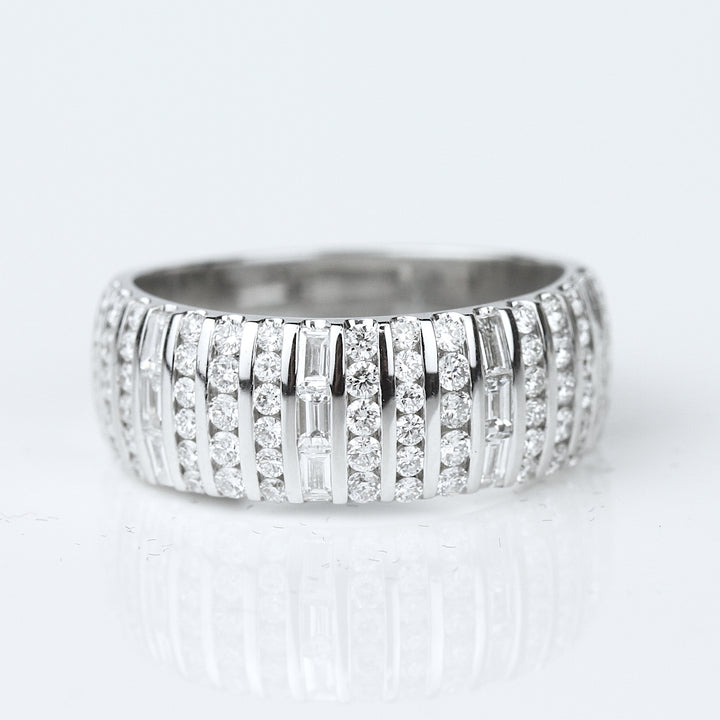 Round & Baguette Diamond Channel-Set Band