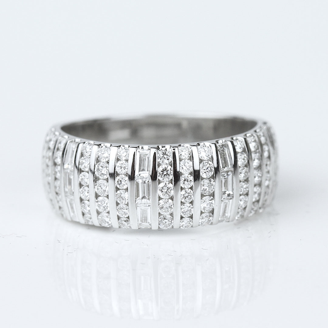 Round & Baguette Diamond Channel-Set Band