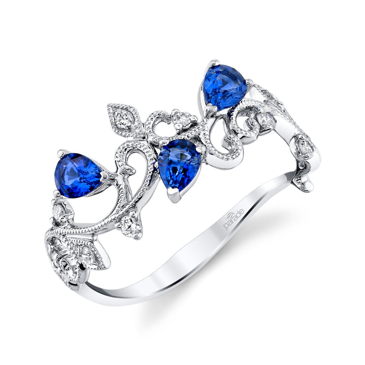 Sapphire & Diamond Floral Band