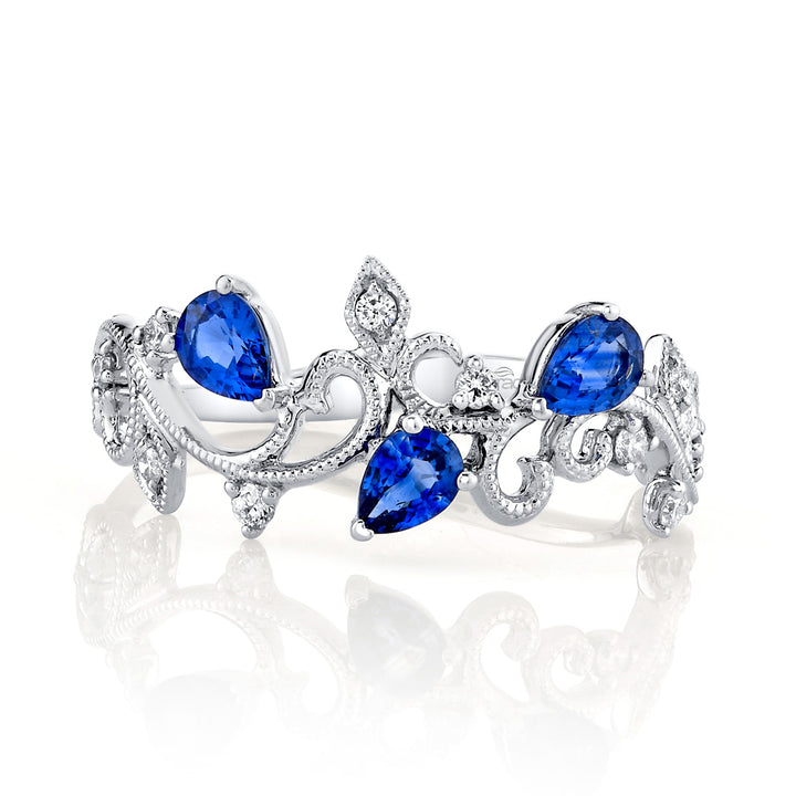 Sapphire & Diamond Floral Band