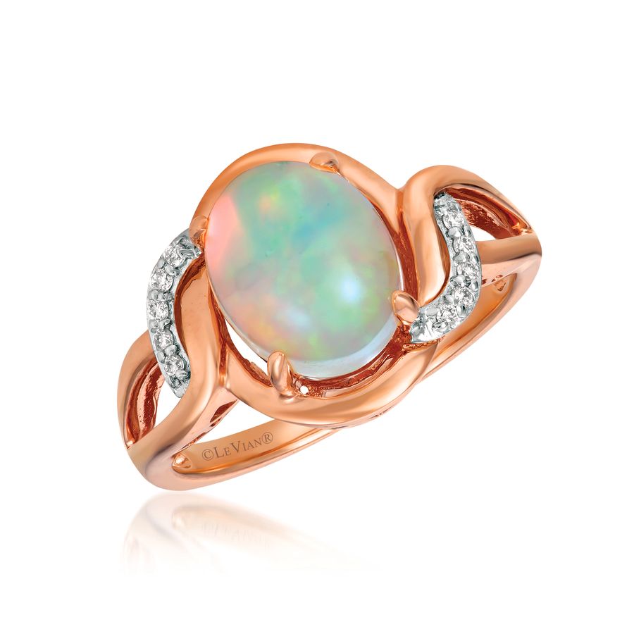 14K TWO TONE GOLD DIAMOND OPAL RING