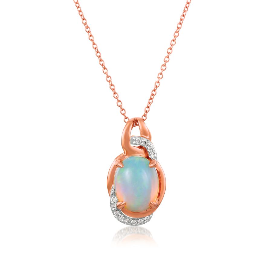 14K TWO TONE GOLD DIAMOND OPAL PENDANT