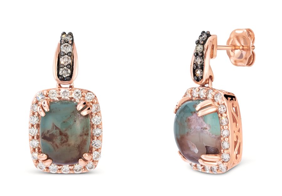 14K STRAWBERRY GOLD DIAMOND AQUAPRASE CANDY EARRIN