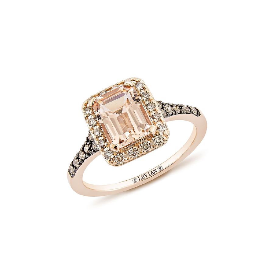 14K STRAWBERRY GOLD DIAMOND MORGANITE RING