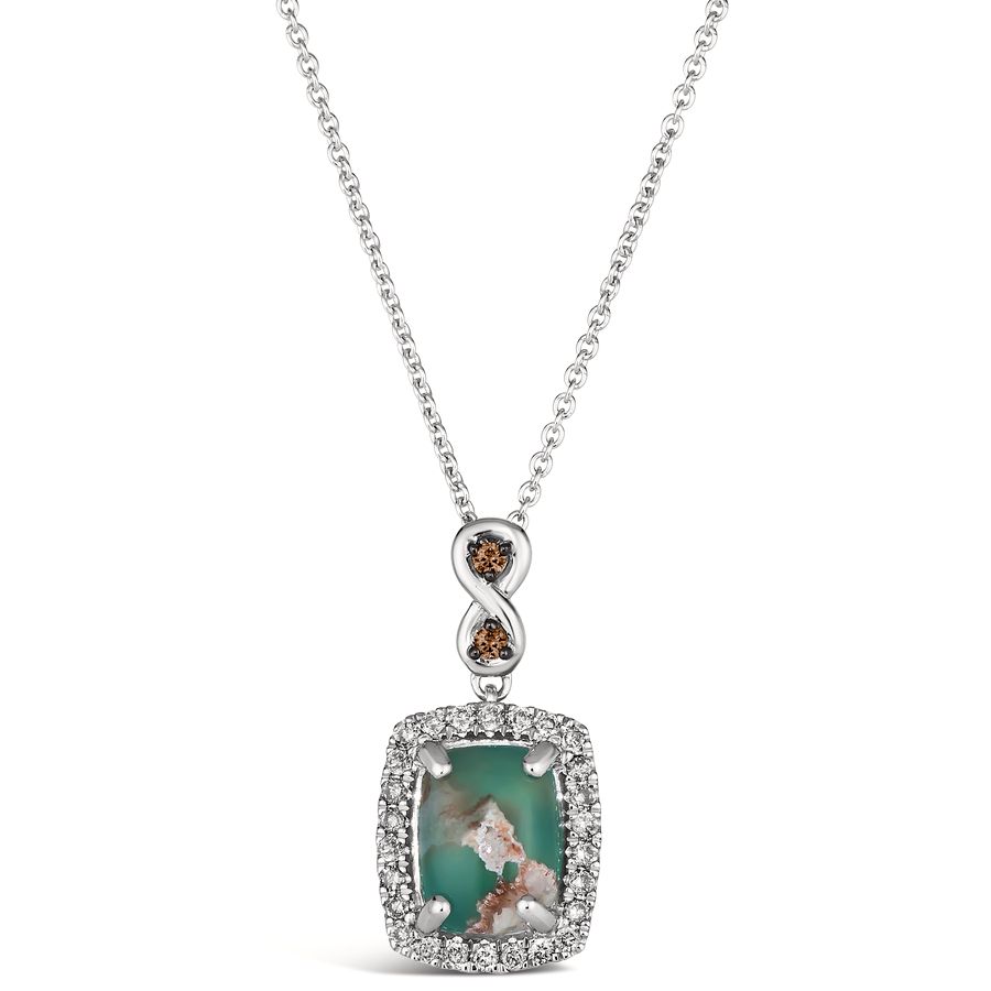 14K WHITE GOLD DIAMOND AQUAPRASE CANDY PENDANT