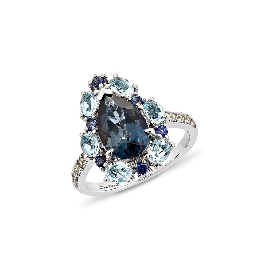 14K WHITE GOLD DIAMOND LONDON BLUE TOPAZ, BLUE TOP