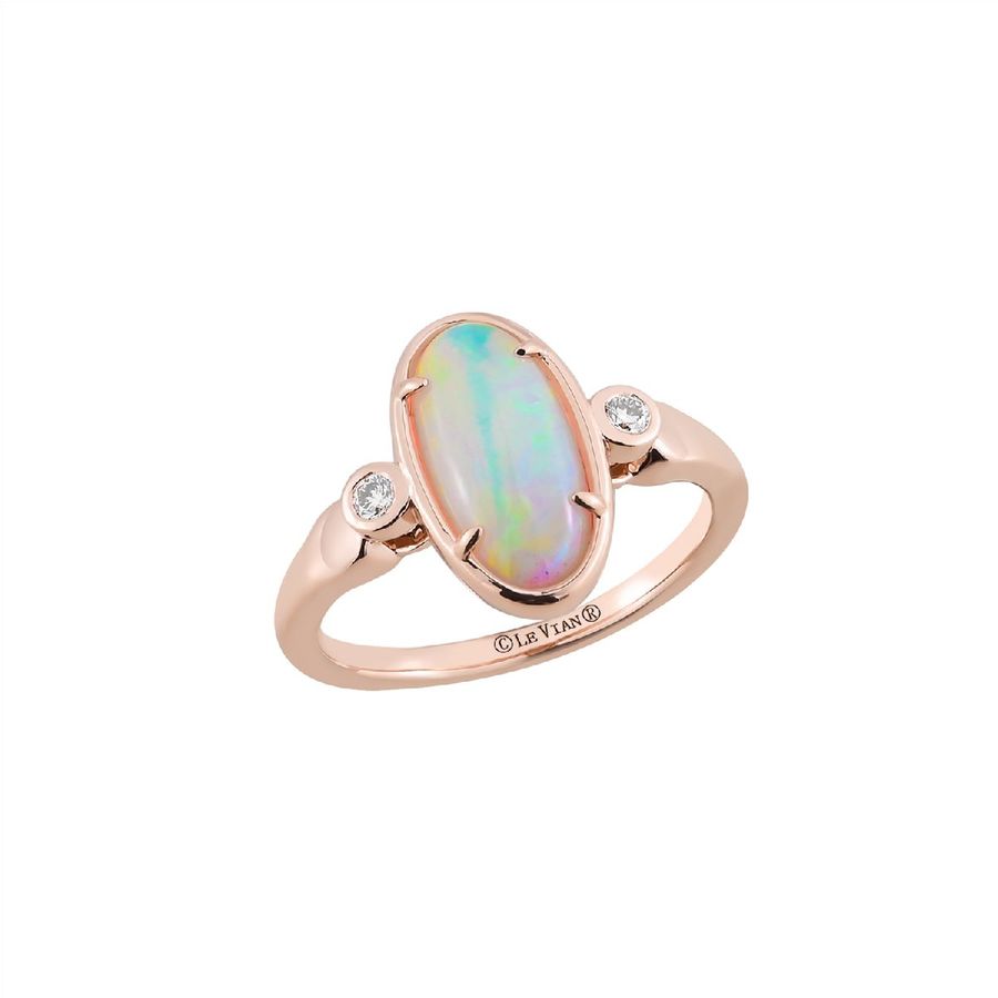 14K STRAWBERRY GOLD DIAMOND OPAL RING