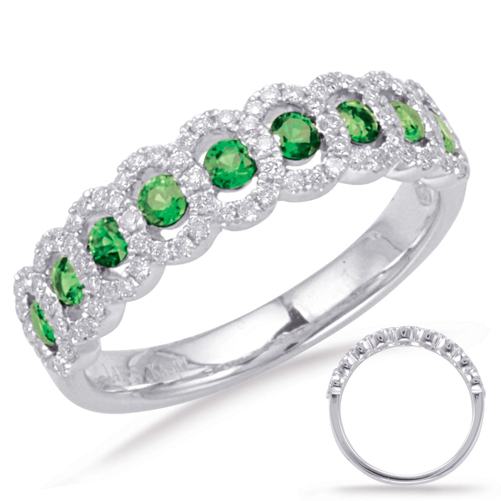 White Gold Emerald & Diamond Ring